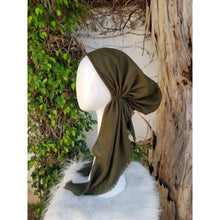 Turkish Cotton Metallic Solid Pretied Headscarf w/ Long Tails - Olive-pretieds-The Little Tichel Lady