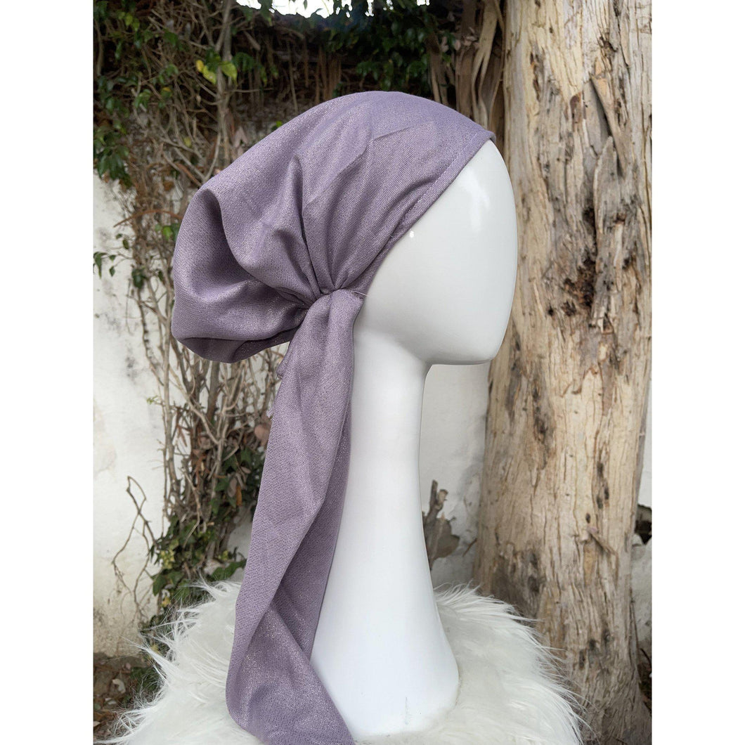 Turkish Cotton Metallic Solid Pretied w/ Long Tails - Lavender-pretieds-The Little Tichel Lady