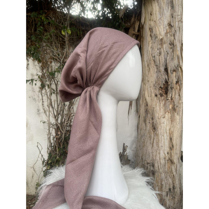 Turkish Cotton Metallic Solid Pretied w/ Long Tails - Light Mauve-pretieds-The Little Tichel Lady