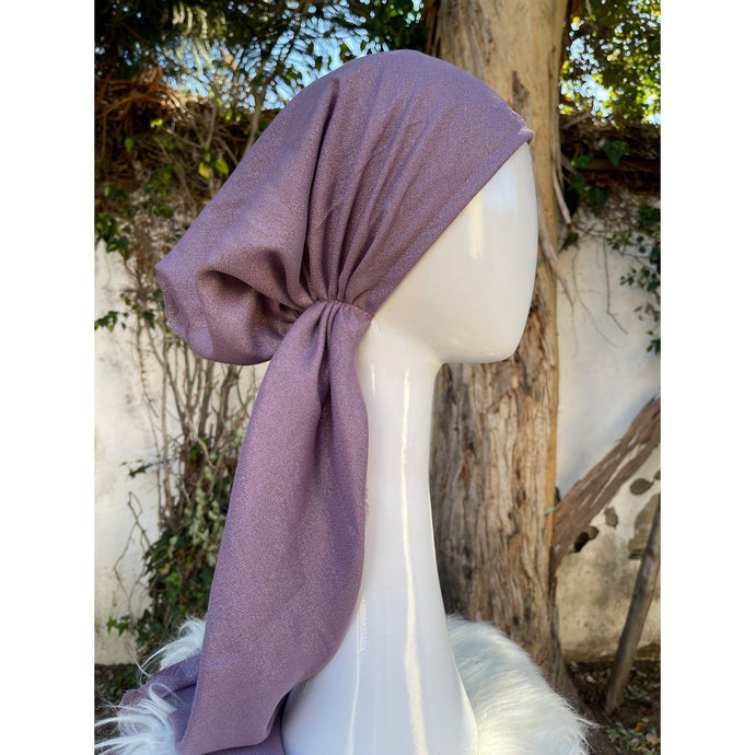 Turkish Cotton Metallic Solid Pretied w/ Long Tails - Medium Purple-pretieds-The Little Tichel Lady