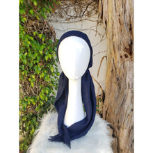 Turkish Cotton Metallic Solid Pretied w/ Long Tails - Navy-pretieds-The Little Tichel Lady