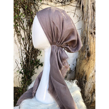 Turkish Cotton Metallic Solid Pretied w/ Long Tails - Taupe-pretieds-The Little Tichel Lady