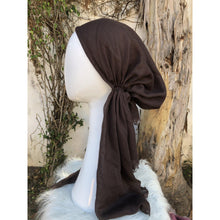 Turkish Cotton Textured Pretied w/ Long Tails - Chocolate Brown-pretieds-The Little Tichel Lady