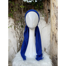 Turkish Cotton Textured Pretied w/ Long Tails - Cobalt Blue-pretieds-The Little Tichel Lady