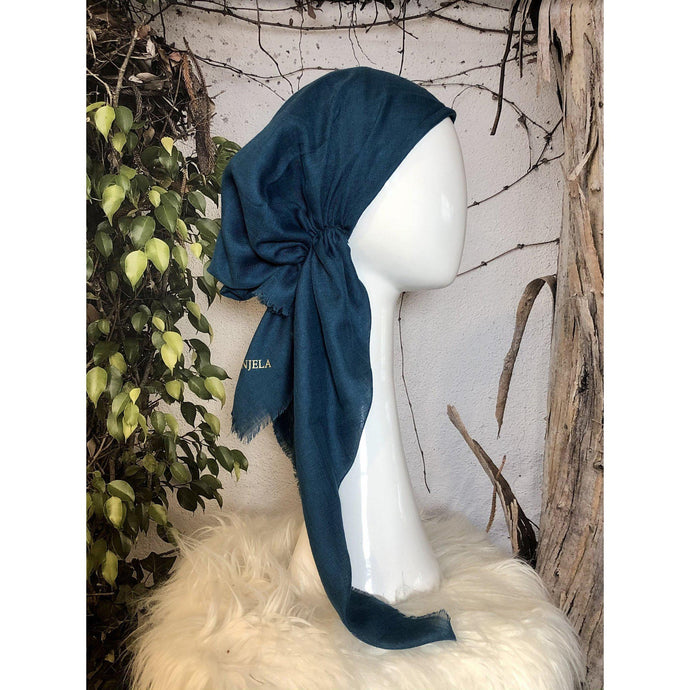 Turkish Cotton Textured Pretied w/ Long Tails - Teal-pretieds-The Little Tichel Lady