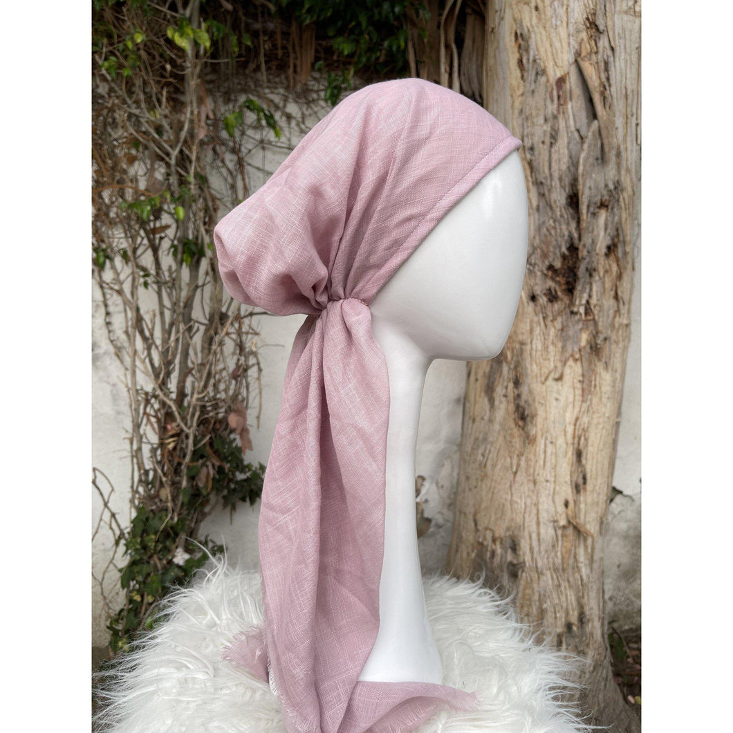 Turkish Cotton Textured Solid Pretied w/ Long Tails - Dusty Pink-pretieds-The Little Tichel Lady