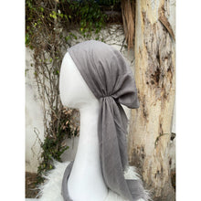 Turkish Cotton Textured Solid Pretied w/ Long Tails - Fossil Gray-pretieds-The Little Tichel Lady