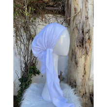 Turkish Cotton Textured Solid Pretied w/ Long Tails - White-pretieds-The Little Tichel Lady