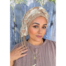 Israeli Luxe Embroidered Headwrap - Neutral-Long Wrap-The Little Tichel Lady