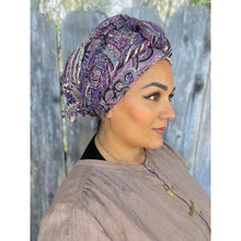 Israeli Empress Print Headwrap - Purple-Long Wrap-The Little Tichel Lady