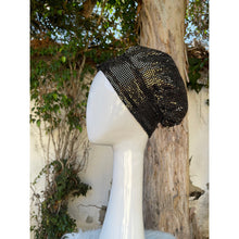 Slip-on Hat w/ Bow Detail - Gold/Black Sequins-Hat-The Little Tichel Lady