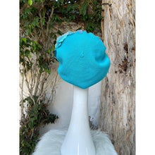 Embellished Cotton Beret - Medium/Large, Turquoise Flower-Beret-The Little Tichel Lady