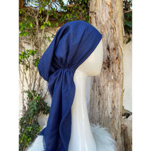 Turkish Cotton Metallic Solid Pretied w/ Long Tails - Denim Blue-pretieds-The Little Tichel Lady