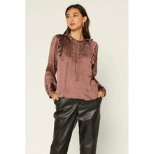 Satin Bow Blouse - Deep Taupe-Tops-The Little Tichel Lady