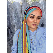 Crocheted Multi-Striped Headwrap-Long Wrap-The Little Tichel Lady