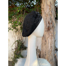 Embellished Hat - Size #1 Black Textured-Hat-The Little Tichel Lady