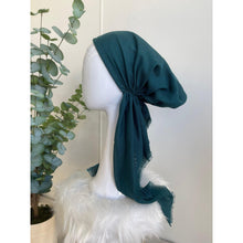 Pretied Turkish Cotton Textured Tichel w/ Long Tails - Teal Green-pretieds-The Little Tichel Lady