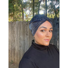 Yeela’s Embellished Slip-On Turban - Navy Shimmer-Turban-The Little Tichel Lady