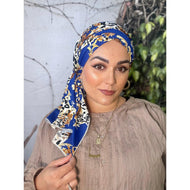 Royal Print Wrap - Cobalt Blue-Long Wrap-The Little Tichel Lady