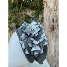 Embellished Cotton Beret - Medium/Large, Dark Gray Ruffles-Beret-The Little Tichel Lady