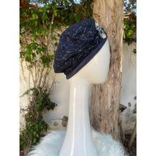 Embellished Hat - Size #1 Navy/Silver Design-Hat-The Little Tichel Lady
