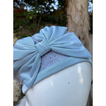 Embellished Hat - Size #1 Blue Eyelet Bow-Hat-The Little Tichel Lady