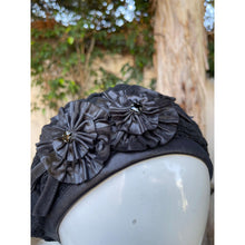 Embellished Hat - Size #2 Black Textured-Hat-The Little Tichel Lady