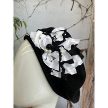 Embellished Cotton Beret - Medium/Large, Black/White-Beret-The Little Tichel Lady