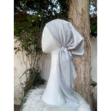 Turkish Cotton Metallic Solid Pretied w/ Long Tails - Pale Gray/Silver-pretieds-The Little Tichel Lady