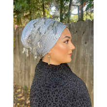 Exquisite Sequins & Satin Long Wrap - Silver-Long Wrap-The Little Tichel Lady