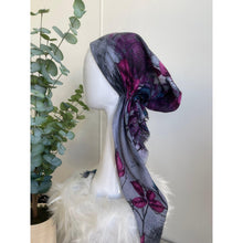 Turkish Cotton Textured Pretied Tichel - Gray/Purple-pretieds-The Little Tichel Lady