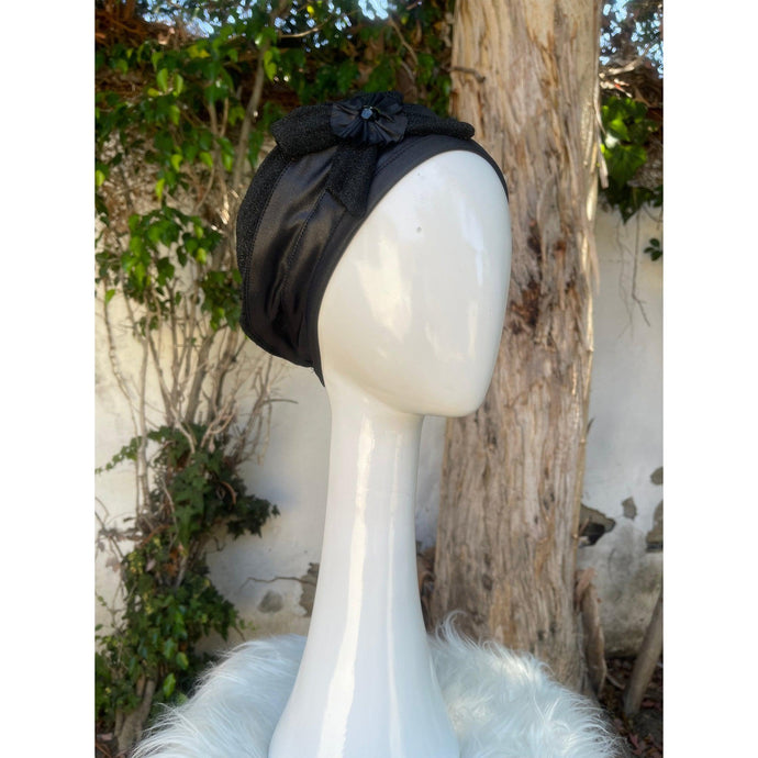 Embellished Hat - Size #1 Black Design-Hat-The Little Tichel Lady