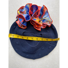 Embellished Cotton French Beret - Navy/Neutral-Berets/ Snoods-The Little Tichel Lady