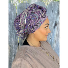 Israeli Empress Print Headwrap - Purple-Long Wrap-The Little Tichel Lady