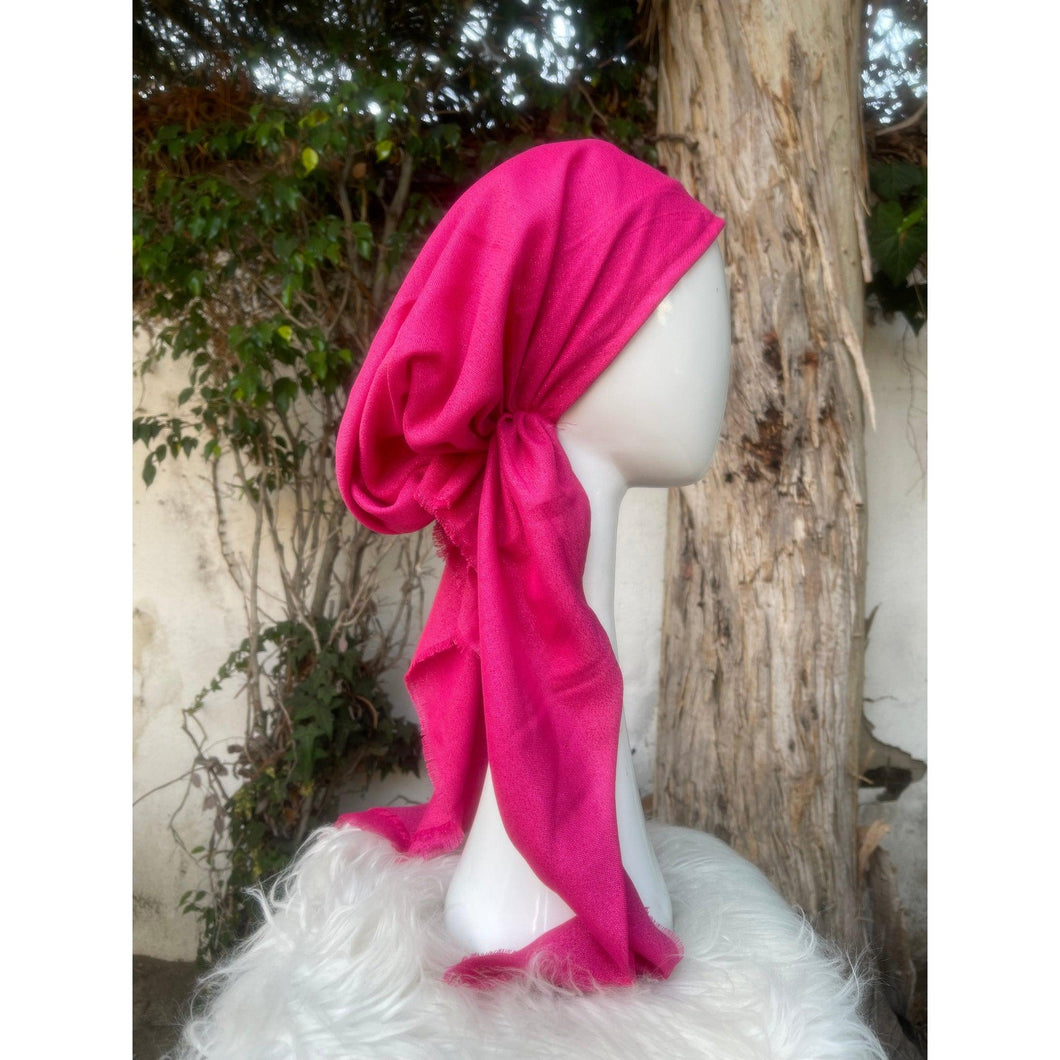 Turkish Cotton Metallic Solid Pretied w/ Long Tails - Hot Pink-pretieds-The Little Tichel Lady