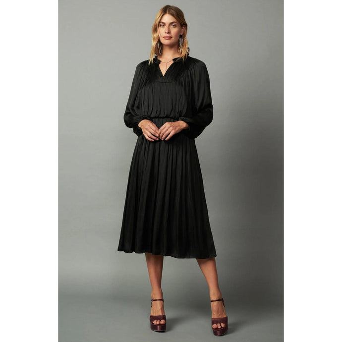 Satin Midi Dress - Black-dress-The Little Tichel Lady