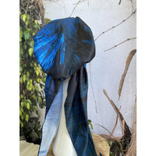 Turkish Satin Pretied, Long Tails w/ VELVET HEADBAND - Blue/Black-pretieds-The Little Tichel Lady