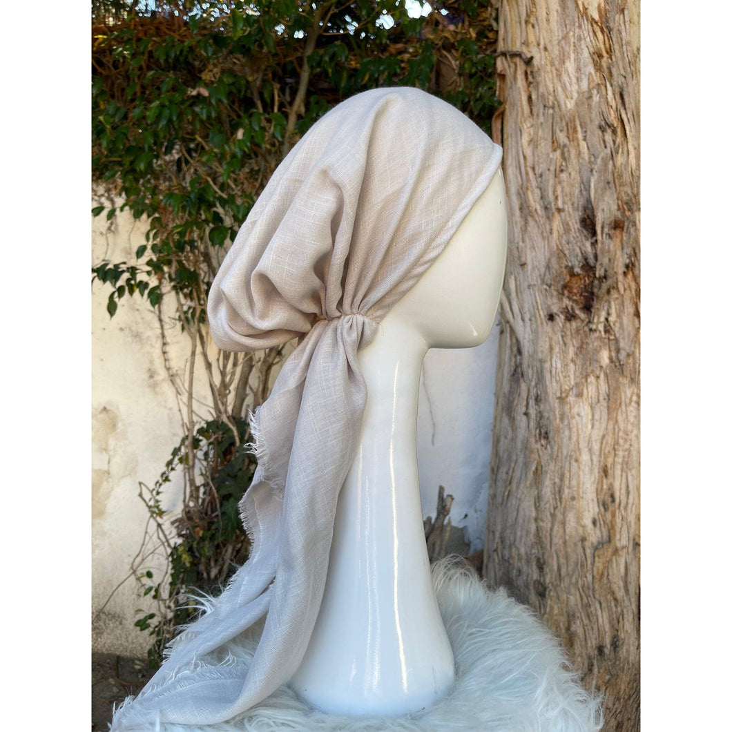 Turkish Cotton Textured Pretied w/ Long Tails - Pale Gray-pretieds-The Little Tichel Lady
