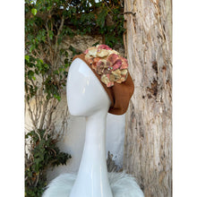 Embellished Cotton Beret - Medium/Large, Saddle Vintage Flowers-Beret-The Little Tichel Lady