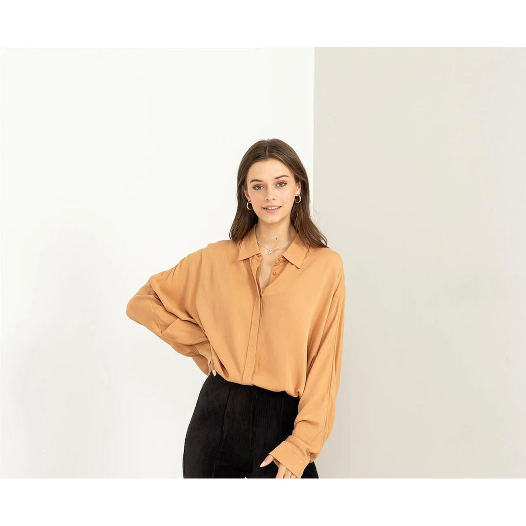 Oversized Tunic Top - Caramel-Tops-The Little Tichel Lady