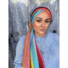 Crocheted Multi-Striped Headwrap-Long Wrap-The Little Tichel Lady