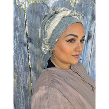 Israeli Luxe Embroidered Headwrap - Blue-Long Wrap-The Little Tichel Lady