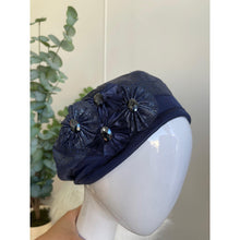 Embellished Hat - Size #1 Navy Flowers-Hat-The Little Tichel Lady