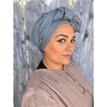 Israeli Dual Metallic Wrap - Blue-Long Wrap-The Little Tichel Lady