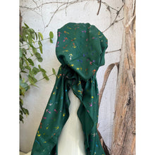 Foiled Pretied, Long Tails w/ VELVET HEADBAND - Green/Multi Anchors-pretieds-The Little Tichel Lady