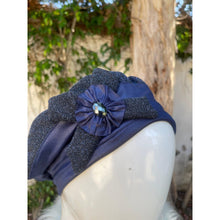 Embellished Hat - Size #2 Navy Texture Design-Hat-The Little Tichel Lady