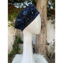 Embellished Hat - Size #1 Navy Blue Sequins-Hat-The Little Tichel Lady