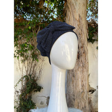 Slip-on Hat w/ Bow Detail - Navy Shimmer-Hat-The Little Tichel Lady