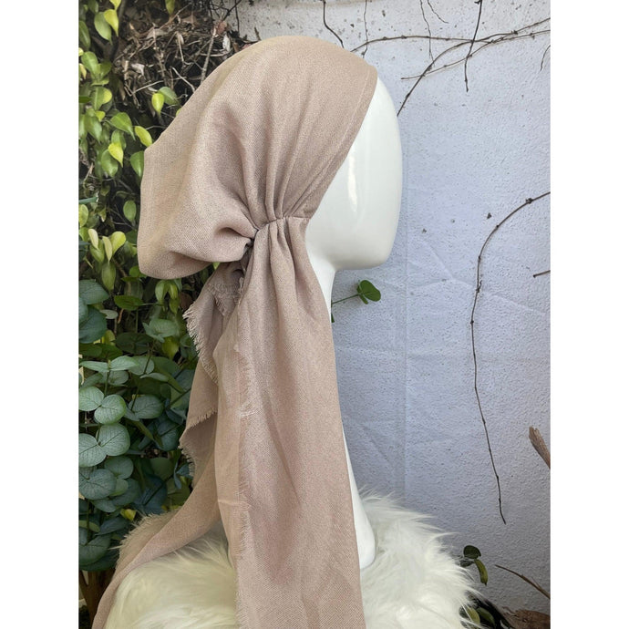 Turkish Cotton Metallic Solid Pretied w/ Long Tails - Pale Pink-pretieds-The Little Tichel Lady