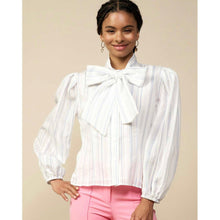 Striped Blouse w/ Bow Design-Tops-The Little Tichel Lady